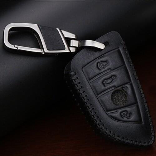Car Key Case For BMW F45 F46 X1 X3 X5 X6 X7 F16 E86 E90 E60 E36 Smart Remote Key Genuine leather Key Cover Bag Fob Shell