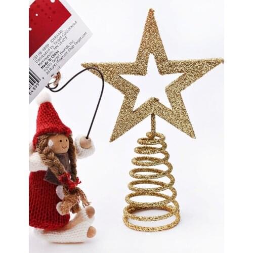 Christmas tree top star decoration supplies spring plastic glitter five-pointed star snowflake tree head decoration gold silver