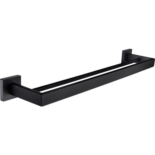 Stainless steel bathroom punch-free towel bar double pole black towel rack bathroom towel hanging pole single pole