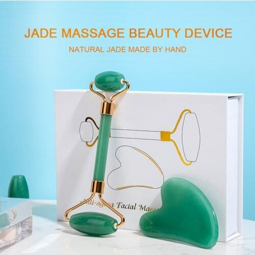 Double Heads Roller Jade Facial Massage Natural Facial Massage Guasha Board Body Skin Relaxation Slimming Beauty Neck Thin