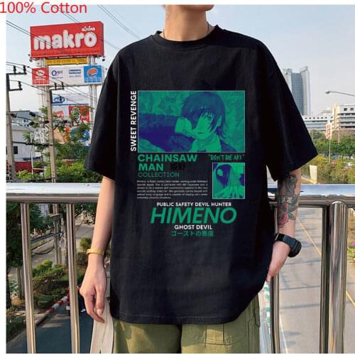 Harajuku Manga T-shirts Chainsaw Man Himeno Tshirt Anime Couple Graphic Tee Shirt Oversize Women/Men Oversized Breathable Tops