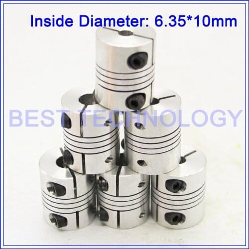 6pcs Flexible Shaft Coupling 6.35 x 10mm Clamp CNC Starter Shaft Coupling Connector Diameter 25mm Length 30mm