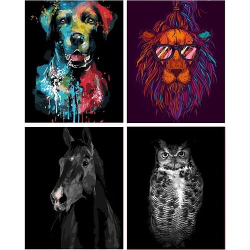 GATYZTORY 60x75cm DIY Frame Oil acrylic Painting By Numbers Colourful Animals on canvas Home Decoration Canvas Painting