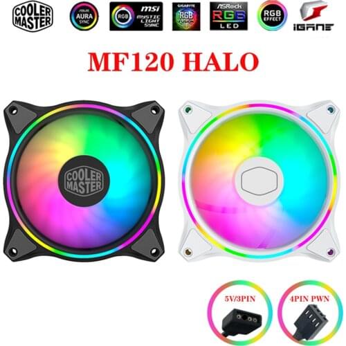 Cooler Master MF120 Halo 120mm Computer Case Cooling fan 5V/3PIN addressable RGB PWM quiet Fan CPU Cooler replace fan