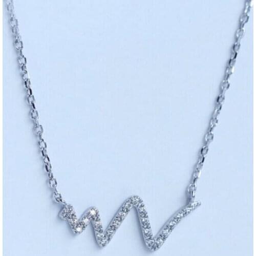 INS Hotsale Fashion Zircon ECG Wave Necklace Clavicle Chain for Women All-matched Female Jewelry Mujer Colar Gifts Female SN230