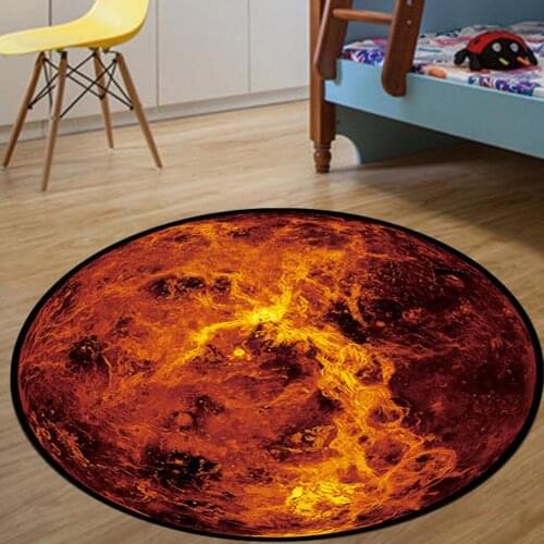 Round Earth Moon Planet 3D Print Soft Carpet Anti-slip Rug Floor Mat Home Decor