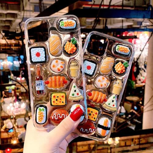 Cute 3D Cake Food Drink Clear Lovely Soft Silicone Phone Case for iPhone 11 12 Pro Max Mini XS XR 7 8 Plus Gel Shockproof Cover