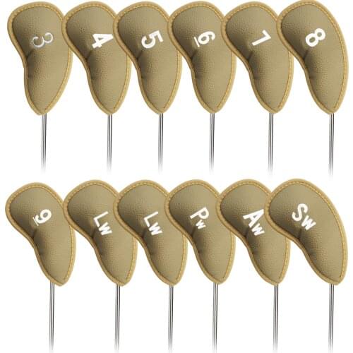 12 Pcs Golf Club Head Cover Set with Digital Identification PU Thick Waterproof Putter Protector Fit All Brands Irons Clubs