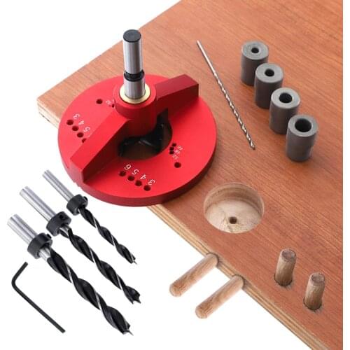Dowel Jig 6 8 10mm Drill Guide 4 In 1 Multifunction 35mm Hinge Jig for Furniture Door Cabinet Hinge Installation Wood Drilling