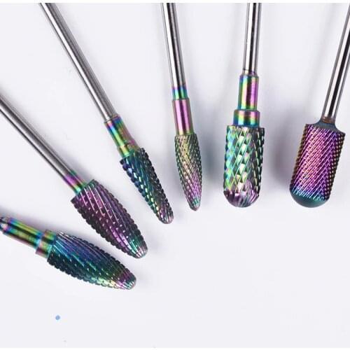 Rainbow Tungsten Steel Nail Polishing Head 3/32" 2.35mm Colorful Nail Art Sander Drill Bits for Dead Skin Rotary Milling Cutter