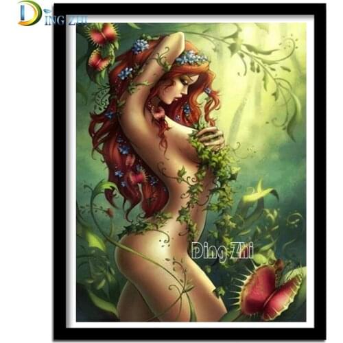 New DIY Diamond Mosaic Sexy Girl Cannibal Flower Rattan Diamond Painting Cross Stitch 3D Embroidery Rhinestone Home Decoration