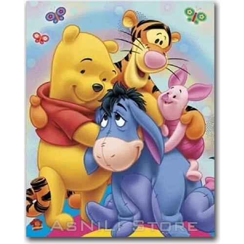 Full Square/Round Diamond 5D DIY Diamond Painting Kits "Winnie the Pooh family" 3D Embroidery Cross-stitch Mosaic Art Home Decor