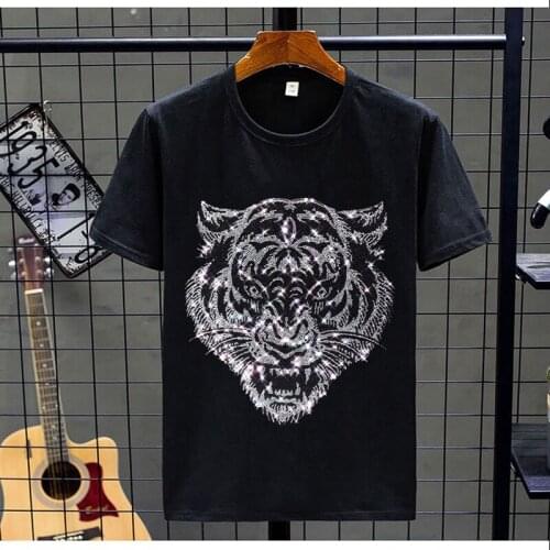 Casual T-Shirt Mens Tiger Hot Drill Large Size 5XL Short Sleeve 2021 New Summer High Quality Brand Cotton O-Neck Tees Shirt 998