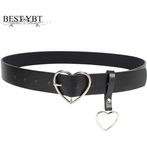 Best YBT Women belt Fashion PU Leather Metal Heart Pin Buckle belt Party Dress Decor Waistband Women belt size 105 cm