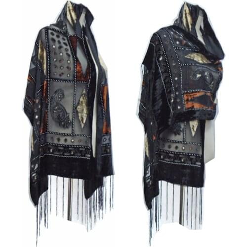 Luxury Spain Style Brand New Scarf Women Tassel Velvet Shawl Winter Lady High Quality Wrap Plaid Pashmina Muslim Hijab
