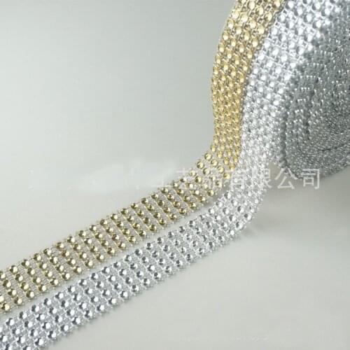 A Roll 10 Yards Diamond Rhinestone Wrap Ribbon Wedding Party Home Decor Wedding Decoration Event Party Supplies 4 Rows 2Cm Width