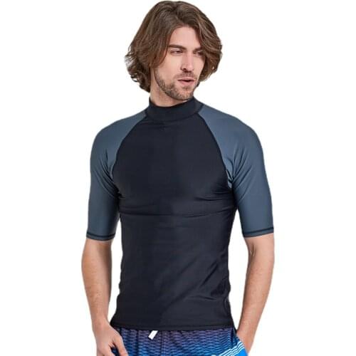 SBART short Sleeve Rash Guard Men Swimwear Shirts Sun Protective Lycra Surf Wetsuit Tops Snorkel Swimming Windsurfing Rashguard