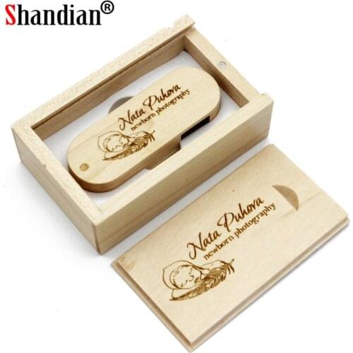 SHANDIAN USB 2.0 ( free custom logo ) Wooden USB Flash Drive pendrive 4GB 8GB 16G 32GB 64GB Memory stick wedding gift