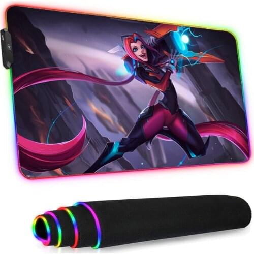 Led Mousepad Rgb Anime Lol Jinx Genshin Impact Pc Gamer Girl Kawaii Gaming Accessories Santoro Gorjuss Longteng Rubber Base