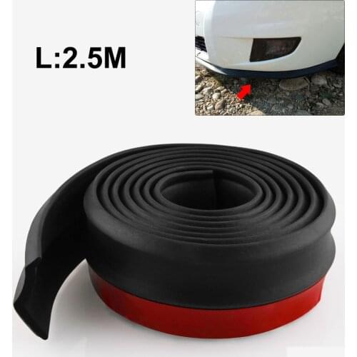 Car Bumper Protector 2.5M Lip Strip Car Front Bumper Lip Rubber Car Bumper Protectors Exterior Mouldings 65mm Width