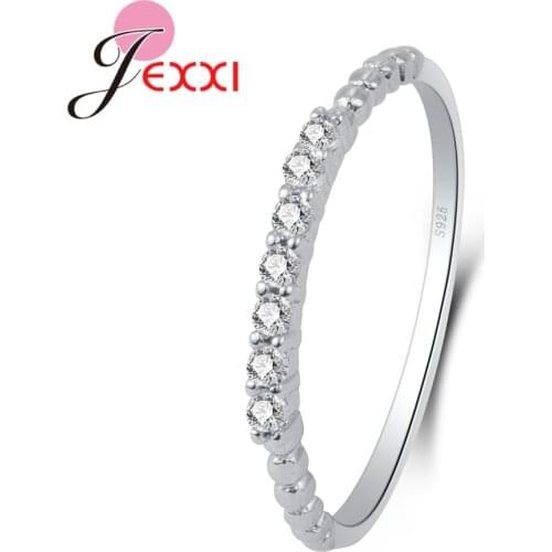 Dreamlike Shiny Pattern Thin Circle Rings For Women Female Real 925 Sterling Silver Cubic Zirconia Popular Design Classic
