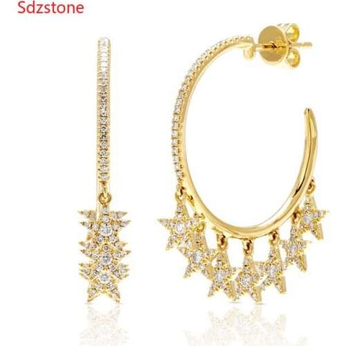 Gold Silver Color Earrings For Women Gold Star Earrings Girl Gift Ear Bone Dangle Star Shape Earrings Female Cartilage Aretes