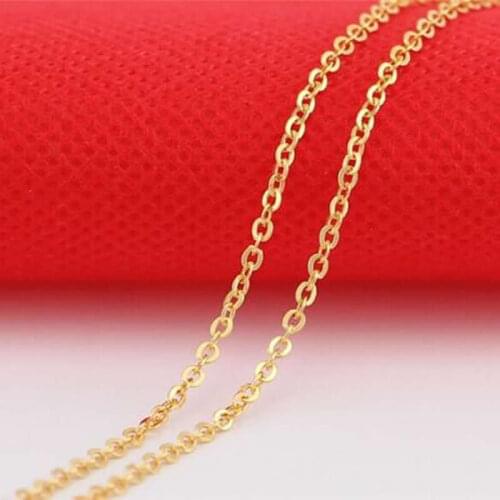 Pure Solid 999 24K Yellow Gold Necklace Womens O shape Link Necklace Chain M Clasp P6275