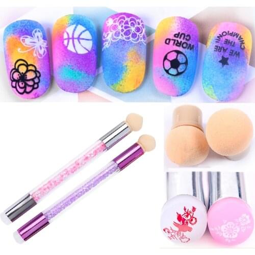 1Pc Sponge Head Nail Art Powder Brush Glitter Rhinestone Handle Ombre Brush Gradient Pen Nail Stamping Polish Stamper