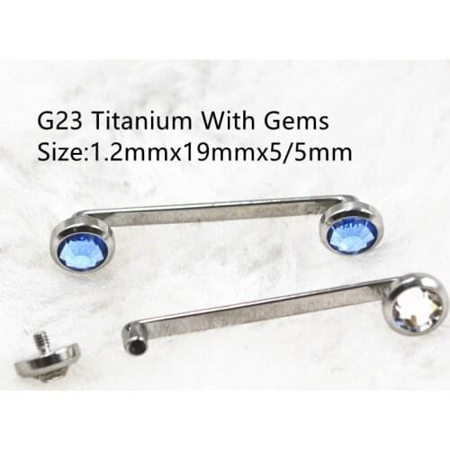 10pcs G23 Titanium Shine Body jewelry Dermal Surface Bar Barbells Piercing Sliver Gems Body Piercing Jewelry