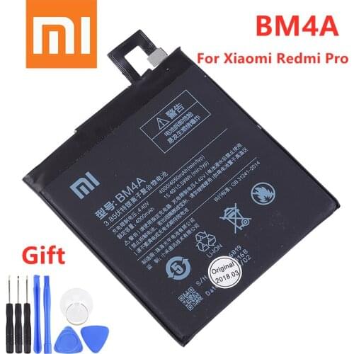 100% Original xiaomi BM4A 4000mAh for xiaomi Redmi Pro battery xiaomi battery 4000mAh BM4A mobile redmi pro phone battery +tools