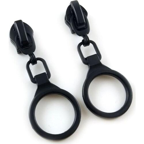 20pcs/lot, 5# Classic Pure Black Round Plating Zipper Sliders for Reverse Nylon Zipper and Resin Zipper