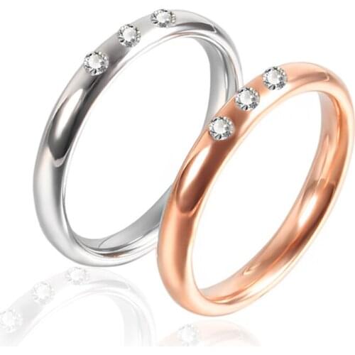 Ins Simple Style Korea Tail Rings for Women Silver Color Stainless Steel 3pcs Rhinestone Stone Jewelry Female Gift