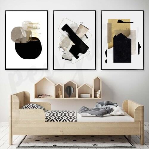 Abstract Splash Effect Canvas Print Paintings Gold Foil Poster Morden Wall Art Pictures on Canvas Living Room Home Decor