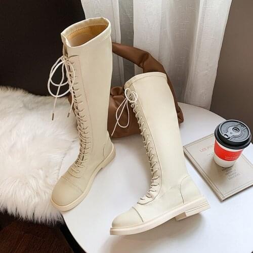 White Womens Boots New 2020, Luxury Brand Design High Platform Boots Female Fashion Warm Solid Knight Shoes For Women