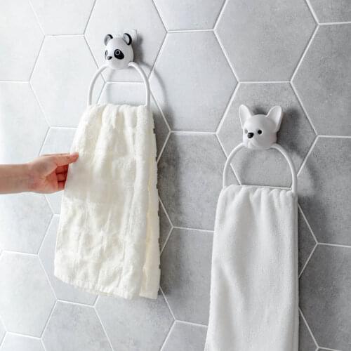 ABS Towel Holder Rack Bathroom Organizer Hanging Towel Bar Bathroom Storage Rack Self Hanger Plastic Towel Ring