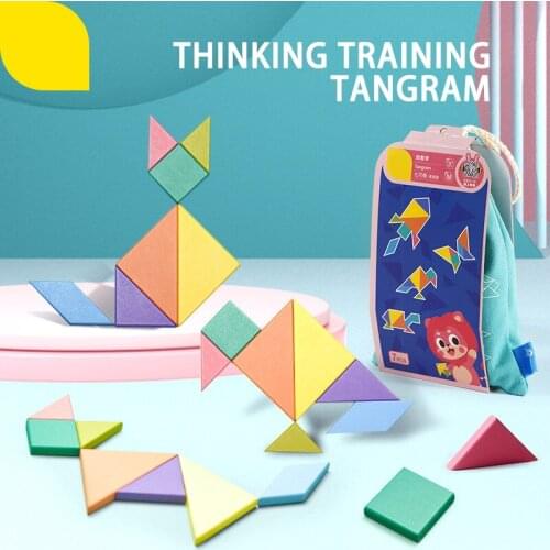 Childrens Portable Tangram Puzzle Montessori Wooden Educational Toys Baby Preschool Early Educational Educational Toys