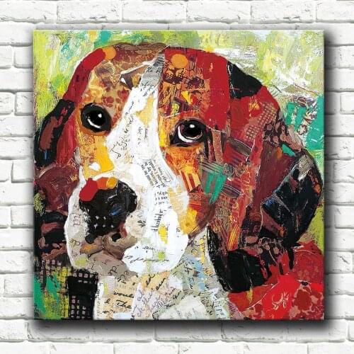 European Art Spray Painting Oil Painting Animal Lovely Dog Pug Shop Club Hotel Home Decoration Frameless Painting Wall Art