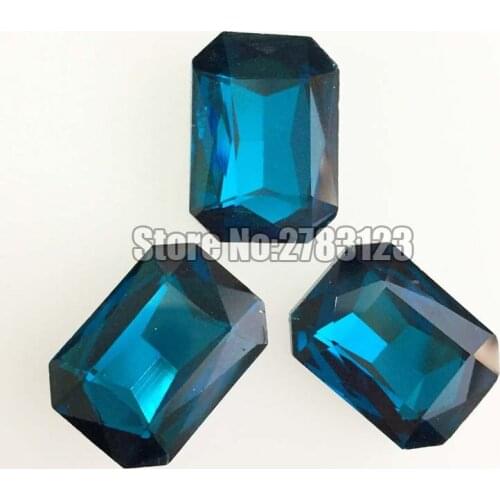 Peacock blue Rectangle octagon shape good quality crystal glass point back loose rhinestones,diy Clothing accessories SWCP014