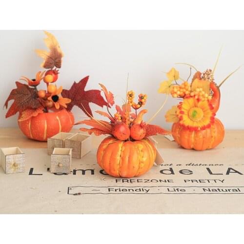 Artificial Pumpkins Autumn decoration Halloween Fake Pumpkins Pine Cones Maple Leaves Acorns Pomegranate Decorat