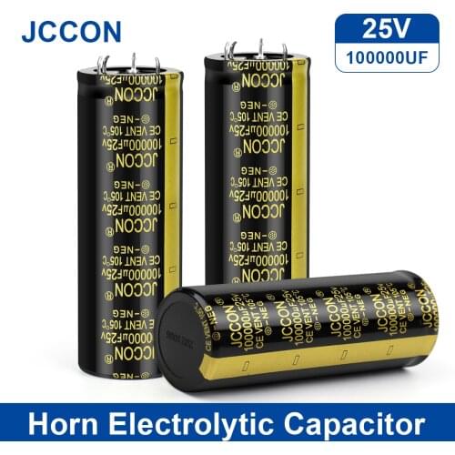 JCCON 2Pcs Aduio Electrolytic Capacitor 25V100000UF 35x103mm 4Pin Volume Welding For Audio Hifi Amplifier High Frequency Low ESR