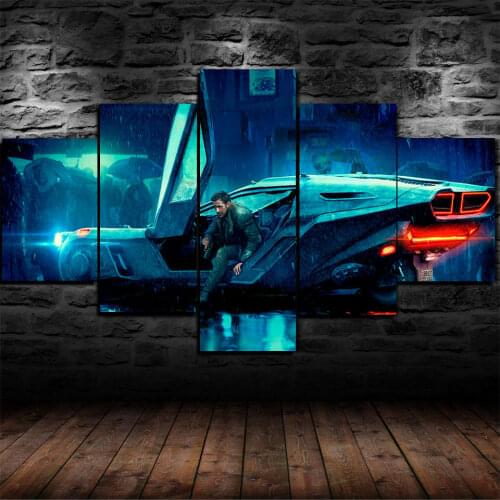 Runner 2049 Movie Car of The Future 5 Panel Canvas Picture Print Wall Art Canvas Painting Wall Decor for Living Room No Framed