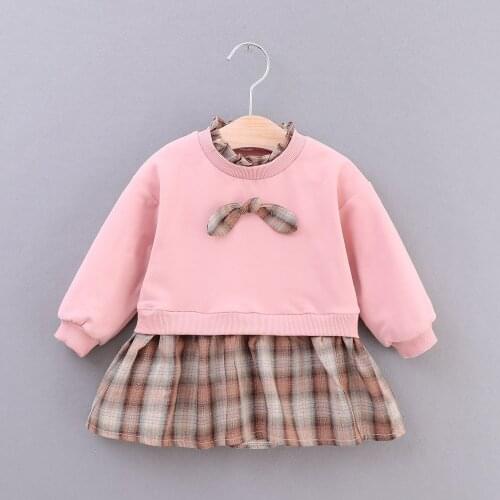 Girls Splicing Dress Winter Fall Long Sleeve Clothes for Children Kids Costumes Newborn Baby Rompers Vestidos Bebe 3 -36 Month