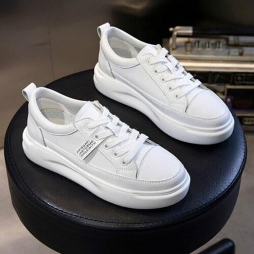 Big Size Women Sneakers Autumn Leather Light White Sneaker Female Platform Vulcanized Shoes Spring Casual Breathable Sports Shoe