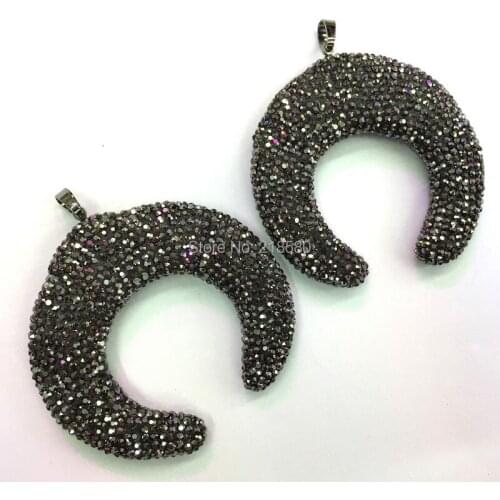 M603224101 Pave Crescent Moon Horn Pendant Gunbalck Pendant