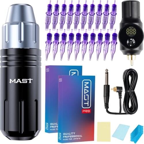 Mast Flex Tattoo Machine Pen Kit Rotary Motor Pen LCD Power Battery Set Permanent Makeup Cartridge Needles Kit for Tattoo Artist