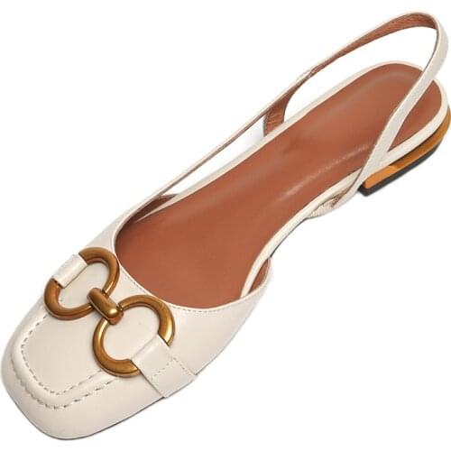 Chunky Flat Women Slippers Leather Light Women Sandals Non-slip Boat Shoes Back Strappy Women Dress Shoes Zapatillas Mujer