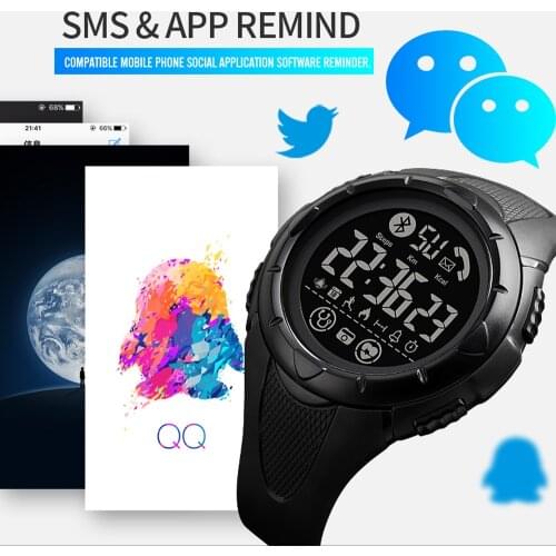 Fashion Digital Watch Men Wristwatch Bluetooth Heart Rate Smart Clock inteligen Fitness Pedometer Calories Waterproof Male Watch