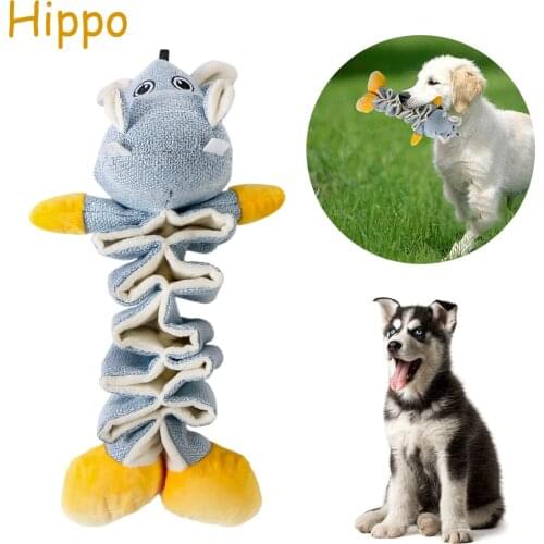 Pet Dog Cartoon Linen Plush Toys Molar Cleaning Teeth Puppy Bite Resistance Spring Leakage Food Chew Toy Kangaroo Koala Hippo