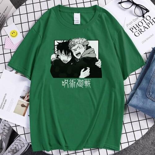 Summer 2021 Casual Brand T-Shirt Men Jujutsu Kaisen Gojo Satoru Tee Shirts Hip Hop Cartoon T Shirt Anime Harajuku Tops Mens