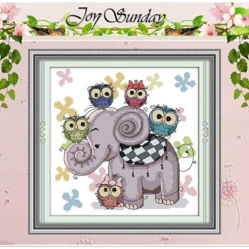 Elephant And Owl Patterns Counted Cross Stitch 11CT 14CT Cross Stitch Set Wholesale Cross-stitch Kit Embroidery Needlework